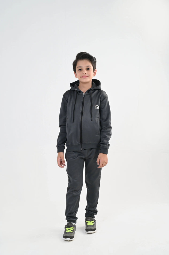 IQ Exclusive Kids Track Suit Fleece 2 PieceGrey Zip Hoodie Tracksuit-Unisex Kids - Winter Collection