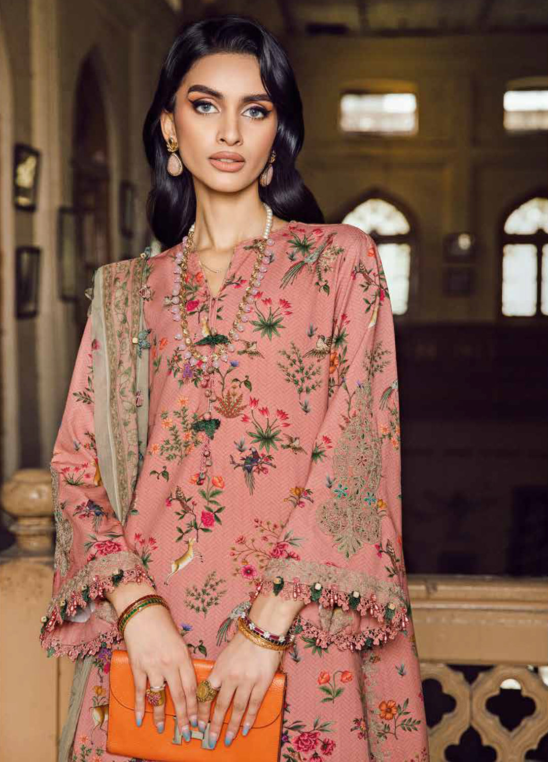 M Prints by Maria B Embroidered Suits Unstitched 3 Piece MB25FE D-7A - Winter Collection