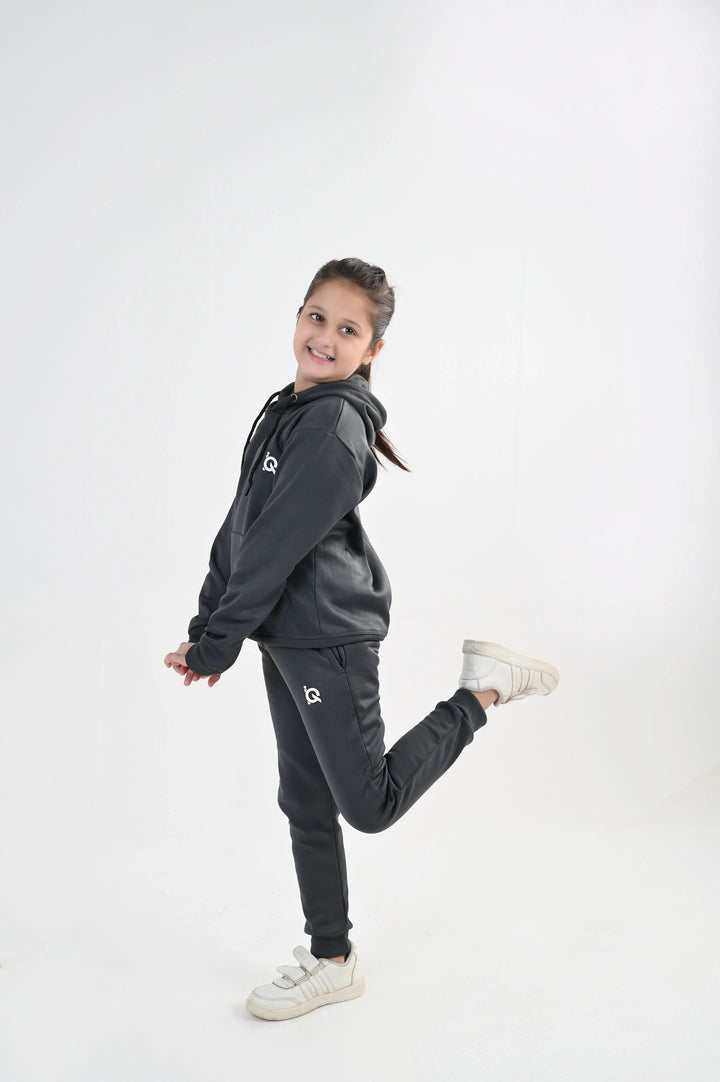 IQ Exclusive Kids Track Suit Fleece 2 PieceGraphite Hoodie Tracksuit-Unisex Kids - Winter Collection