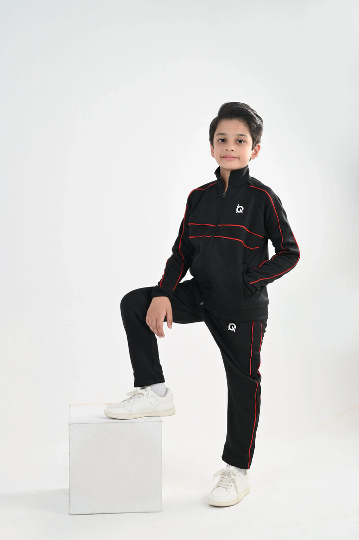 IQ Exclusive Kids Track Suit Fleece 2 PieceBlack Horizon Speed Tracksuit-Unisex Kids - Winter Collection