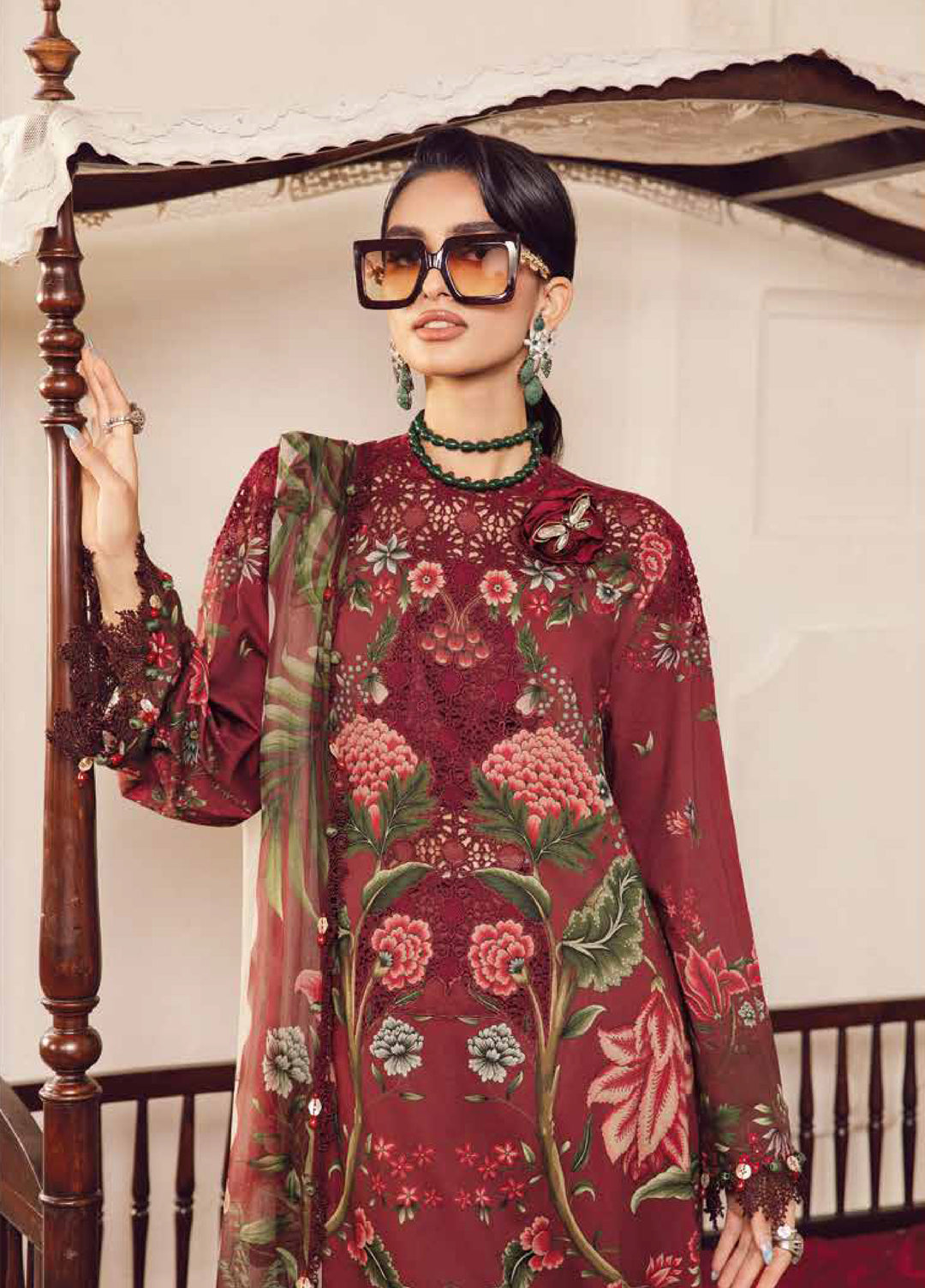 M Prints by Maria B Embroidered Suits Unstitched 3 Piece MB25FE D-9A - Winter Collection