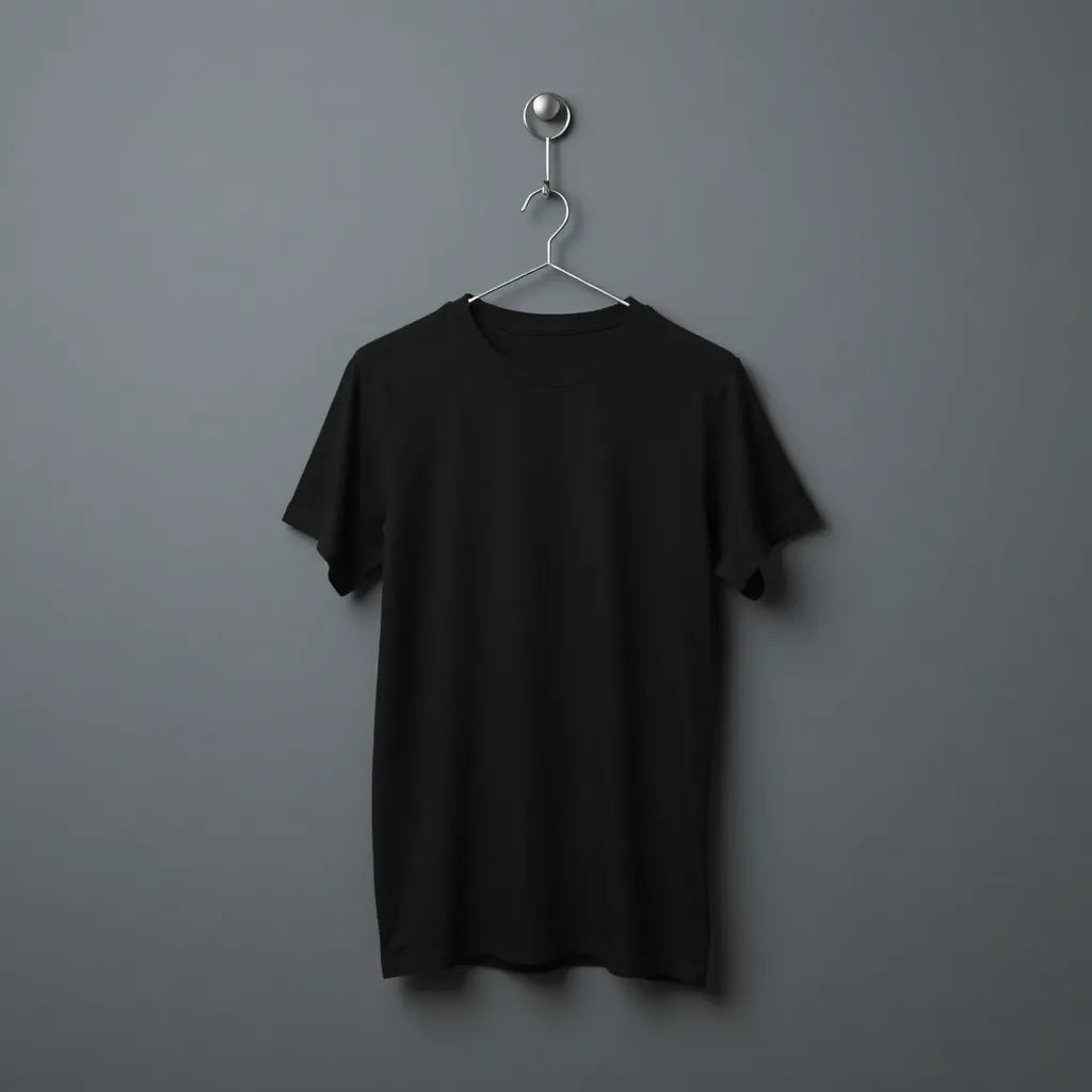 Tee Zania Men's Plain Plain Black Cotton TZ - 008 - T-shirts Collection