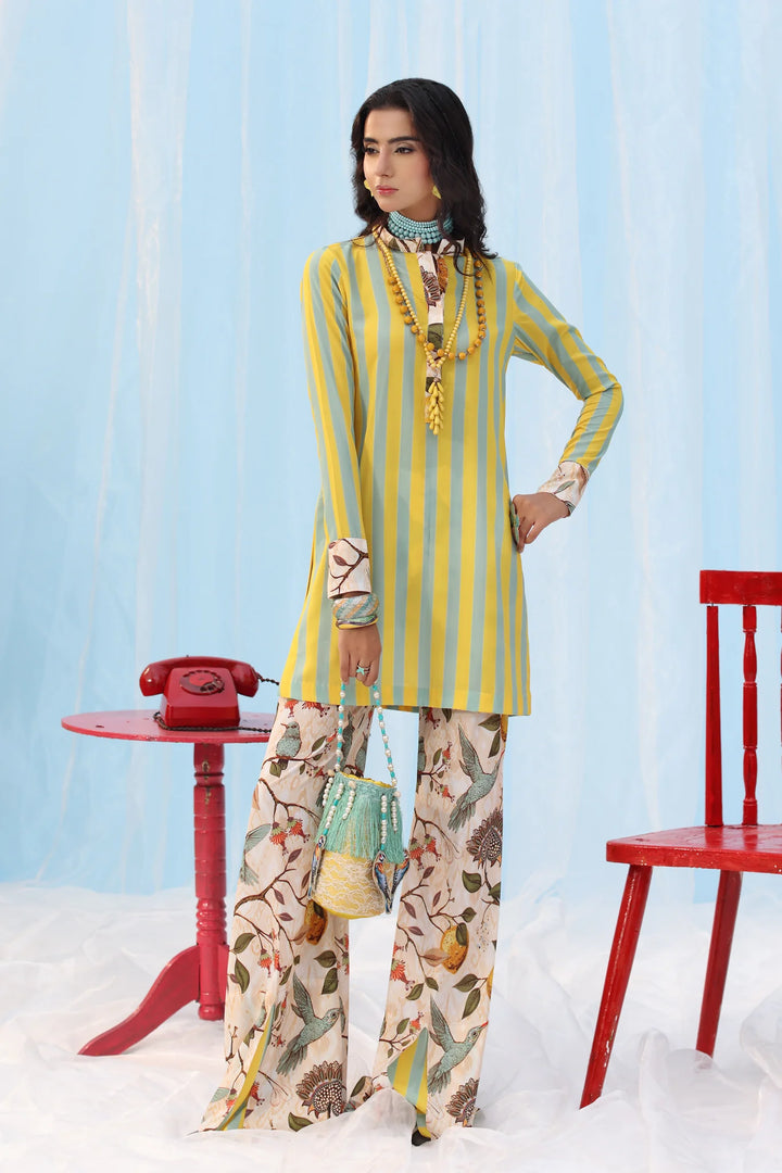 Rush Hour by Musferah Saad Pret Printed Silk 2 Piece Suit Citrus Lime