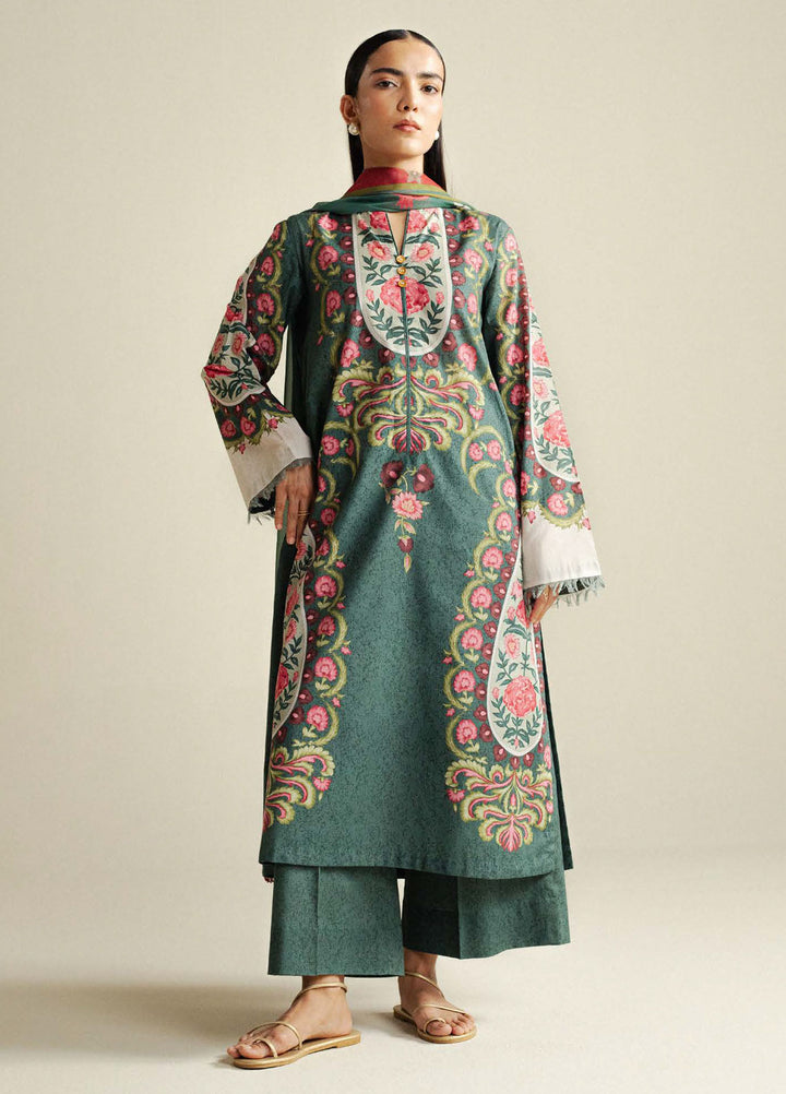 Coco by Zara Shahjahan Printed Cambric Suits Unstitched 3 Piece CZS25PU D-09 A Sol - Winter Collection