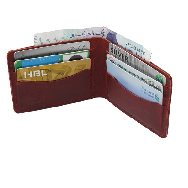 Vintage by Jild Mens Genuine Vintage Leather Wallet-DARK RED S1 - Wallets Collection