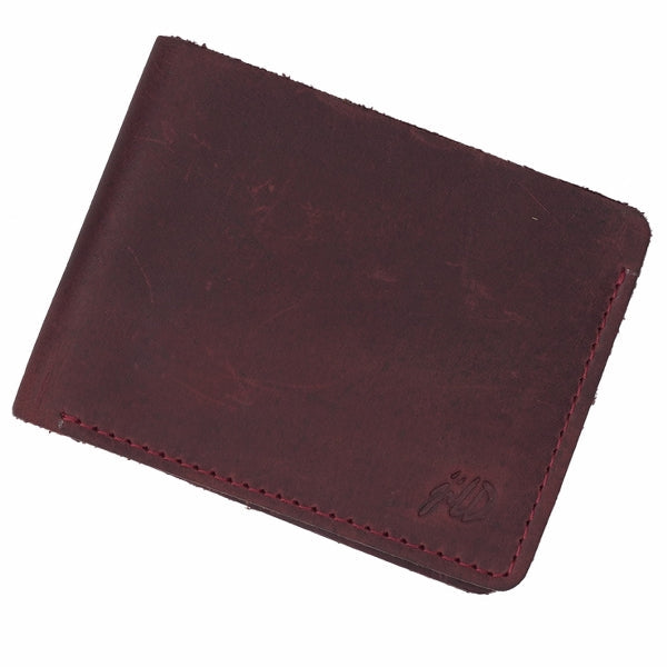 Vintage by Jild Mens Genuine Vintage Leather Wallet-DARK RED S1 - Wallets Collection