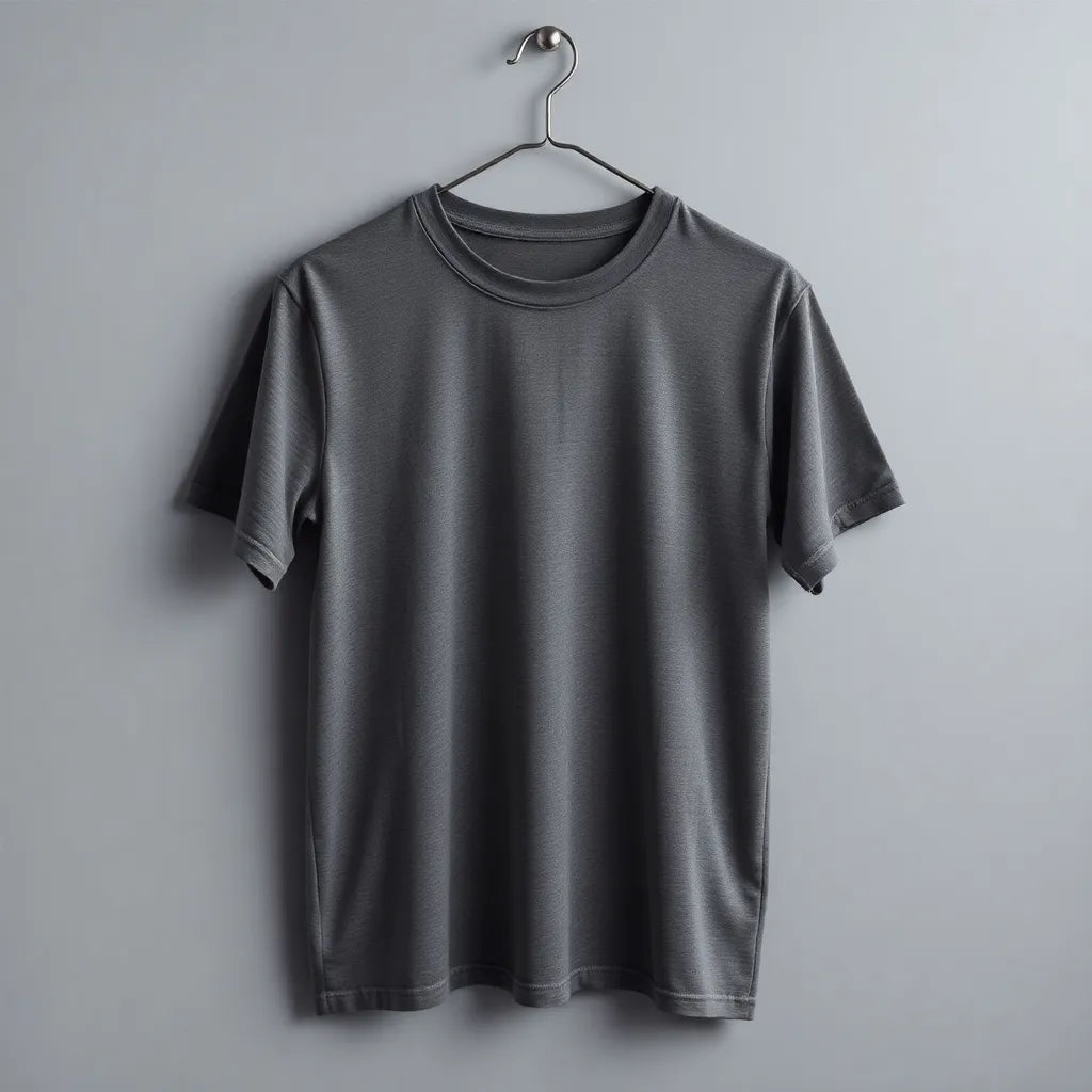Tee Zania Men's Plain Plain Dark Grey Cotton TZ - 014 - T-shirts Collection