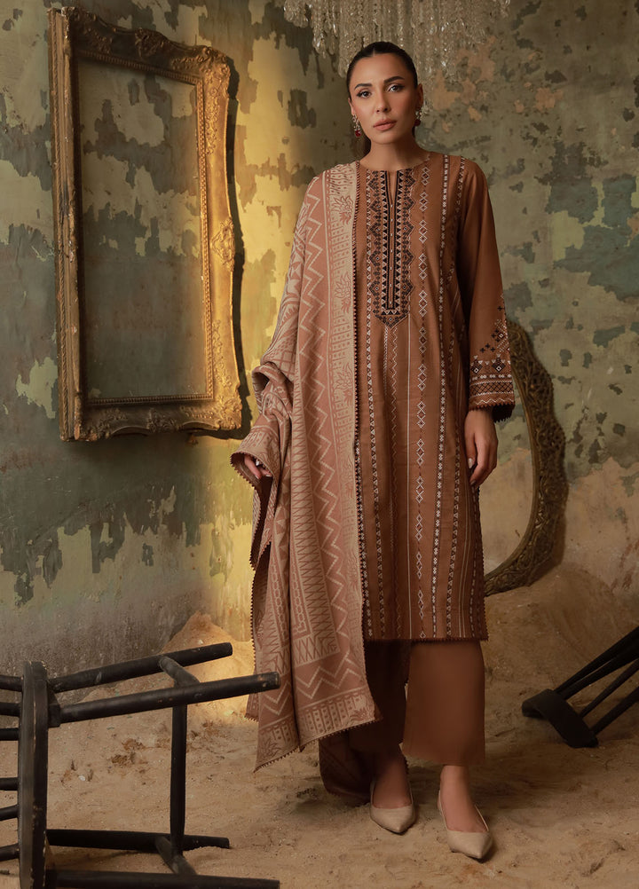 Sahar Embroidered Cross Hatch Suits Unstitched 3 Piece SHR25FU AW1-25-15 Desert Glow - Winter Collection