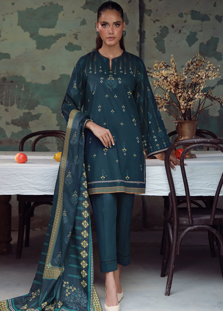 Elara by Sahar Embroidered Cambric Suits Unstitched 3 Piece SHR25EP Emerald Dusk - Winter Collection