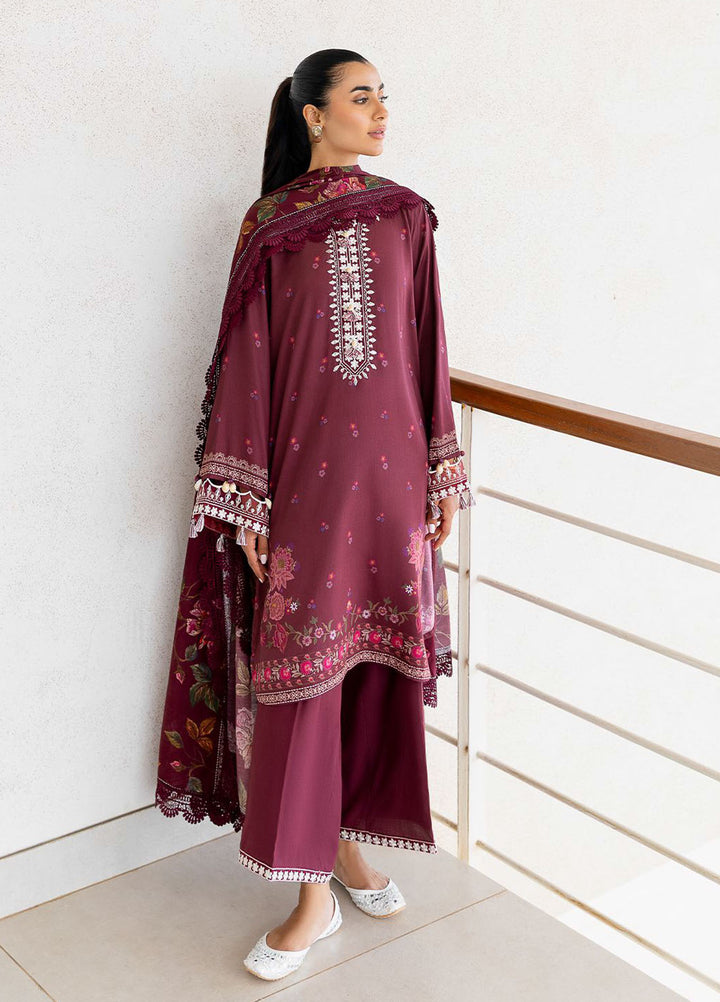 Cross Stitch Embroidered Cotton Satin Suits Unstitched 3 Piece CS25SU Floral Muse - Winter Collection