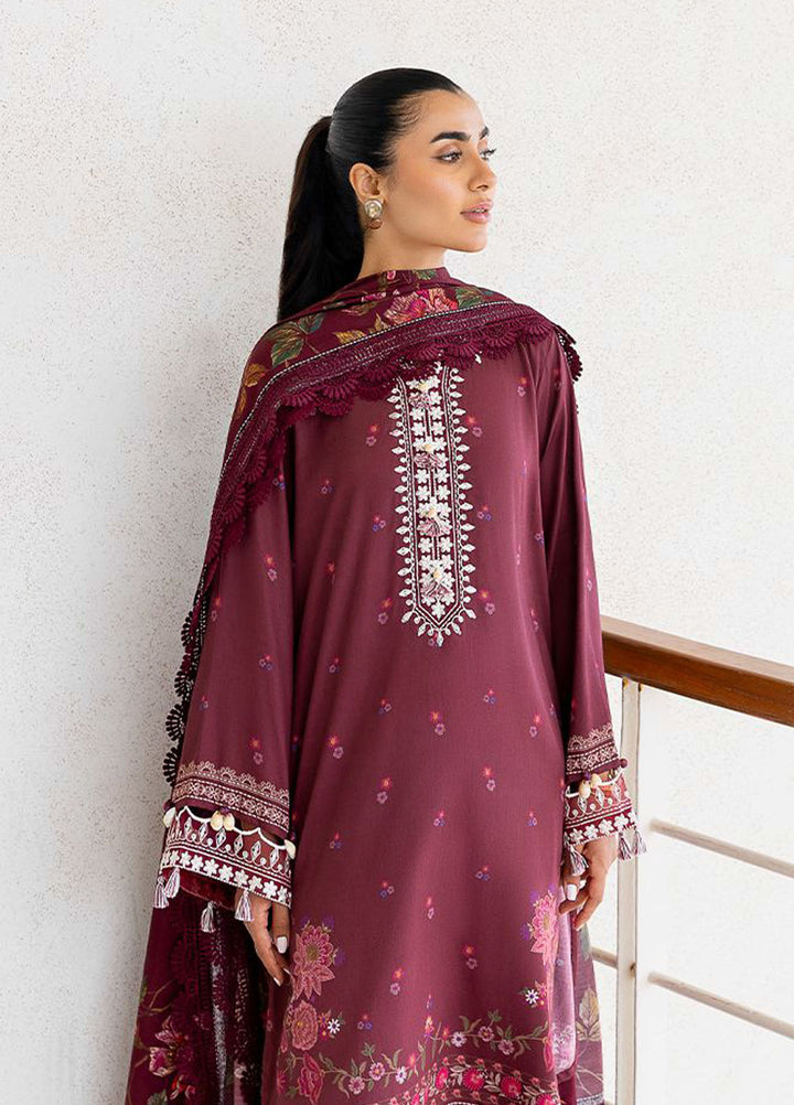 Cross Stitch Embroidered Cotton Satin Suits Unstitched 3 Piece CS25SU Floral Muse - Winter Collection