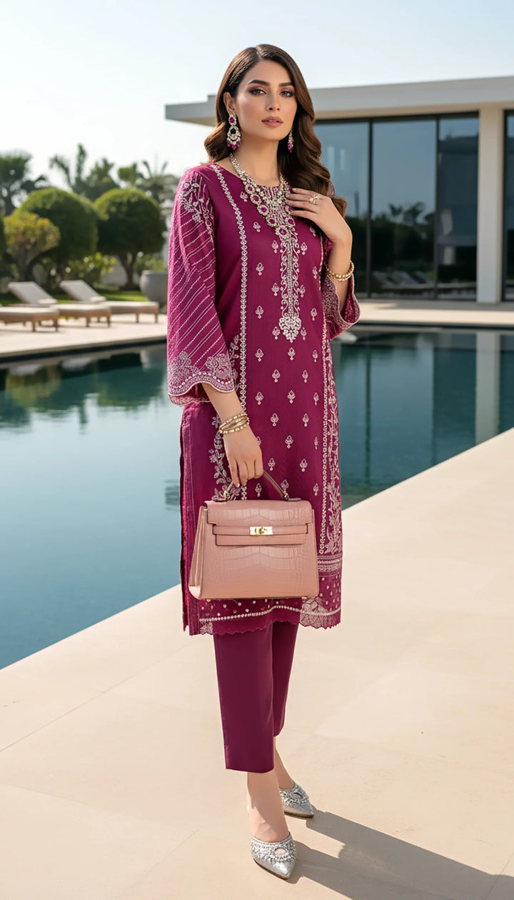 Lakhany Pret Embroidered Cotton Net 2 Piece Suit LSM-4049