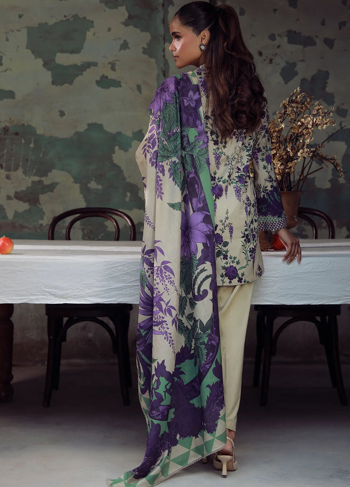 Elara by Sahar Embroidered Cambric Suits Unstitched 3 Piece SHR25EP Ivory Wisteria - Winter Collection