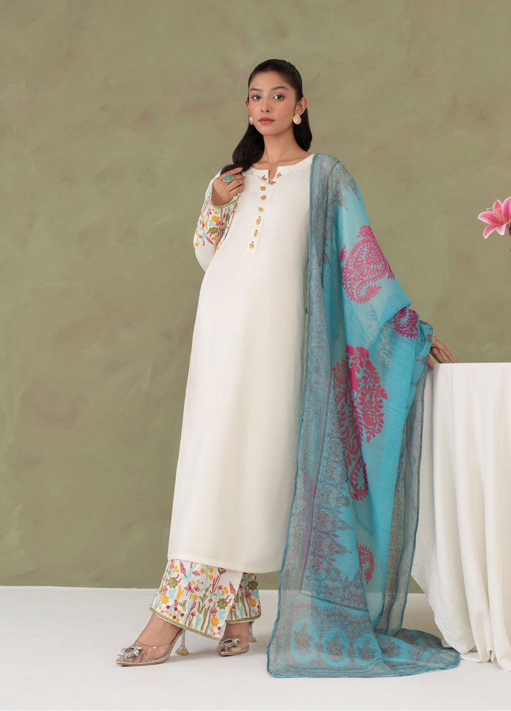 Lamhay by Haniya Mahnoor Pret Embroidered Linen 3 Piece Suit Bloom