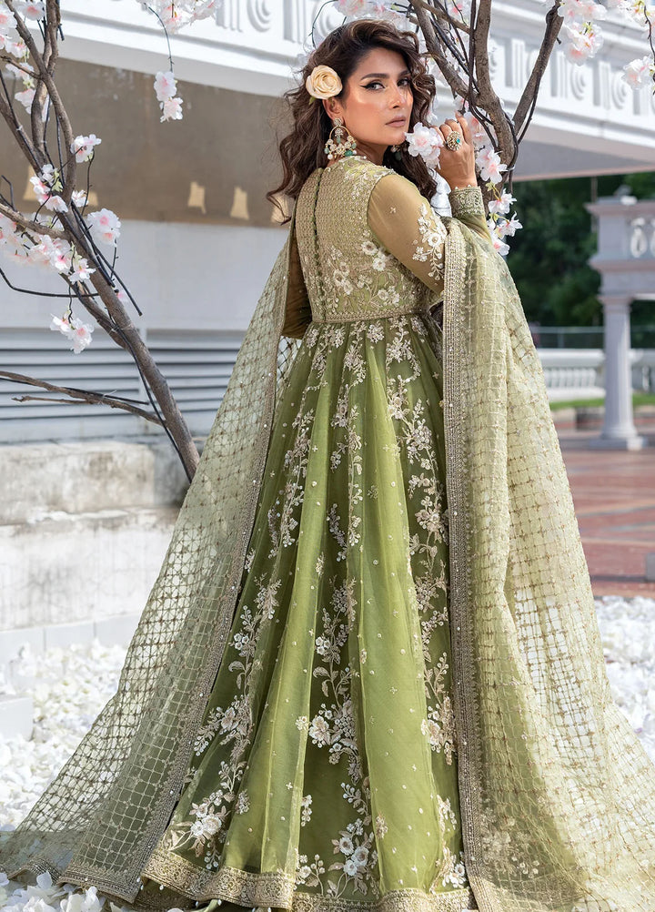 Jahan by Erum Khan Embroidered Net Suits Unstitched 3 Piece EK25V4 Mint Glow - Formals Collection