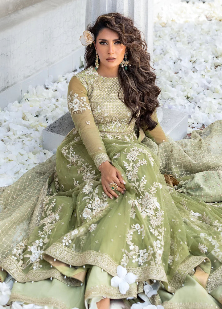 Jahan by Erum Khan Embroidered Net Suits Unstitched 3 Piece EK25V4 Mint Glow - Formals Collection