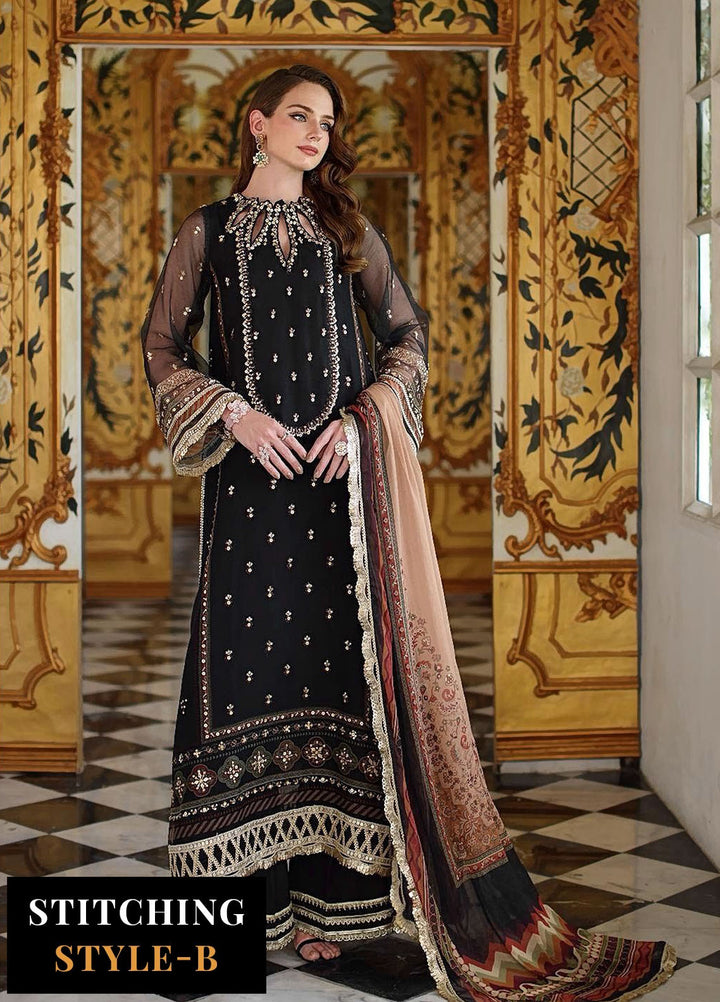 Noor by Saadia Asad Embroidered Cotton Net Suits Unstitched 3 Piece NSA25UF D-01 - Formals Collection