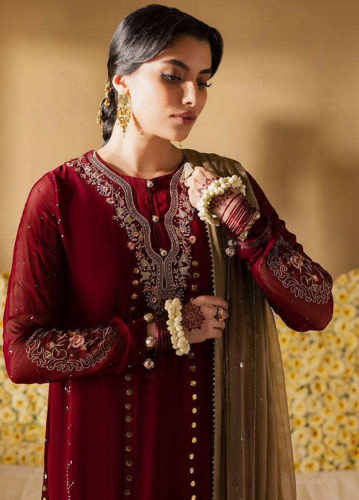 Nureh Embroidered Chiffon Suits Unstitched 3 Piece NU25MEU MK - 16 - Formals Collection