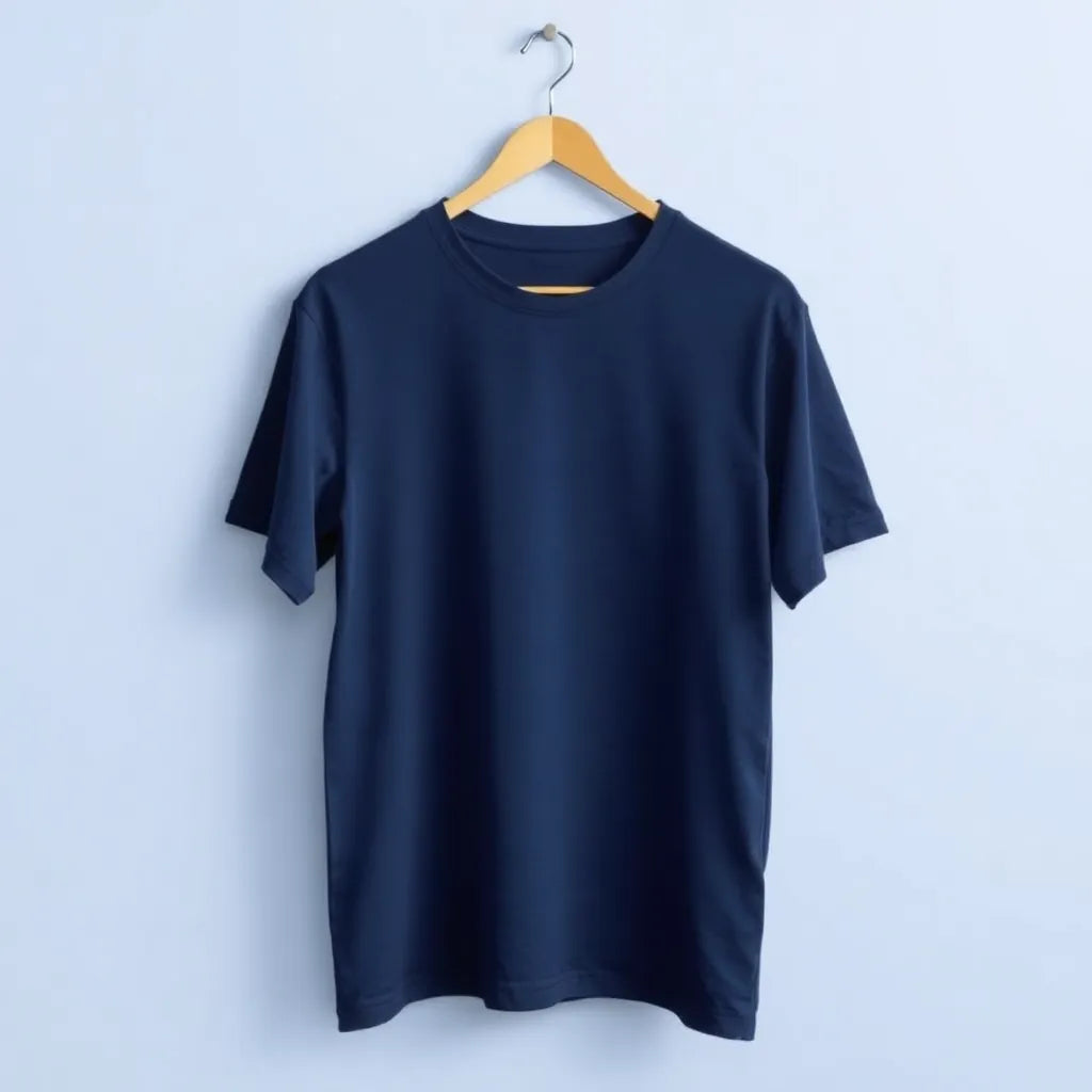 Tee Zania Men's Plain Plain Navy Blue Cotton TZ - 012 - T-shirts Collection