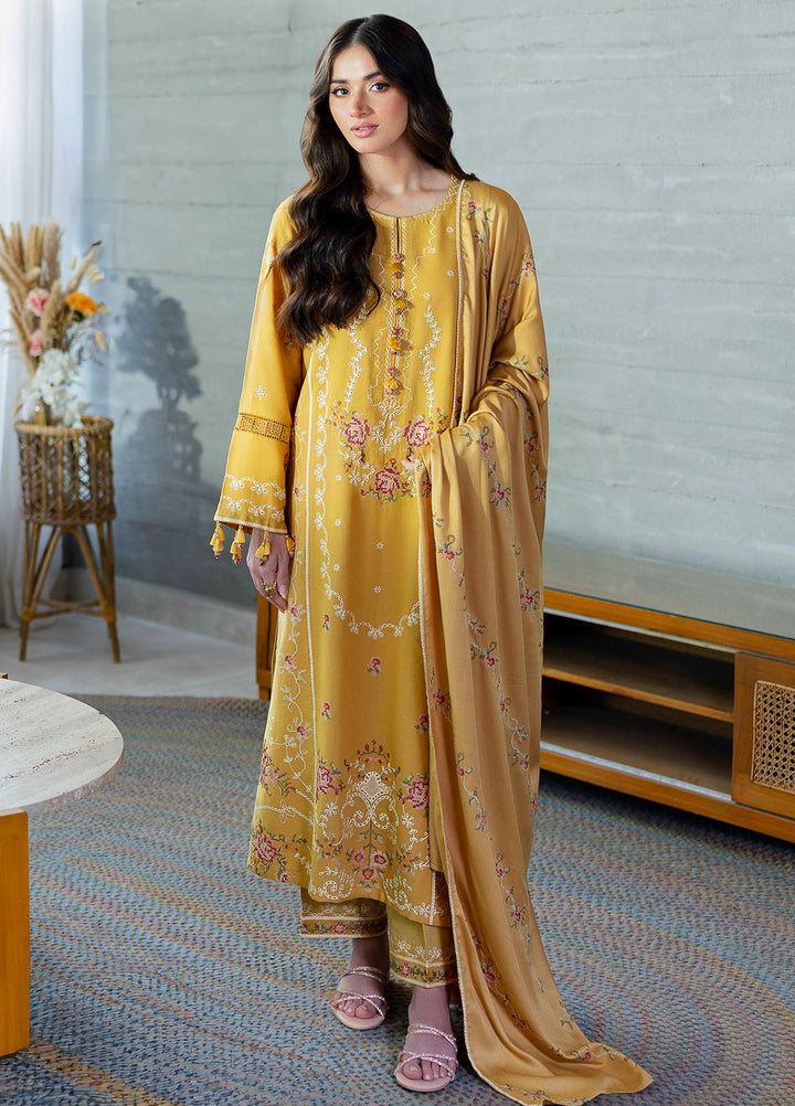 Cross Stitch Embroidered Cotton Satin Suits Unstitched 3 Piece CS25SU Rosette Bliss - Winter Collection