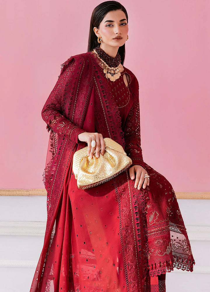 Luxe Serene by Imrozia Premium Pret Embroidered Georgette 3 Piece Suit S-1089 Scarlet