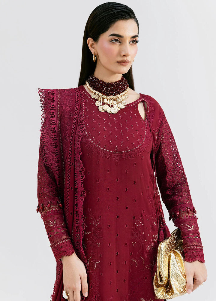 Luxe Serene by Imrozia Premium Pret Embroidered Georgette 3 Piece Suit S-1089 Scarlet