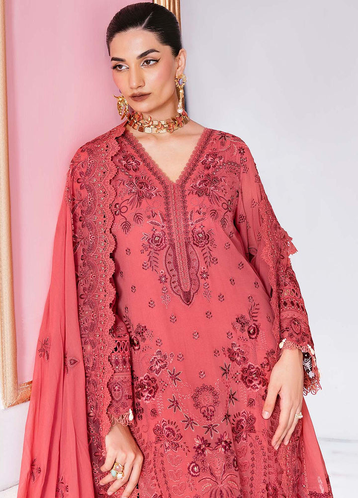 Luxe Serene by Imrozia Premium Pret Embroidered Georgette 3 Piece Suit S-1092 Salmon