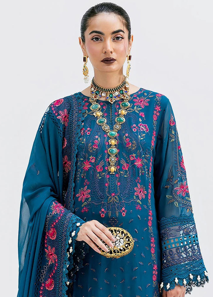 Luxe Serene by Imrozia Premium Pret Embroidered Georgette 3 Piece Suit S-1093 Sapphire
