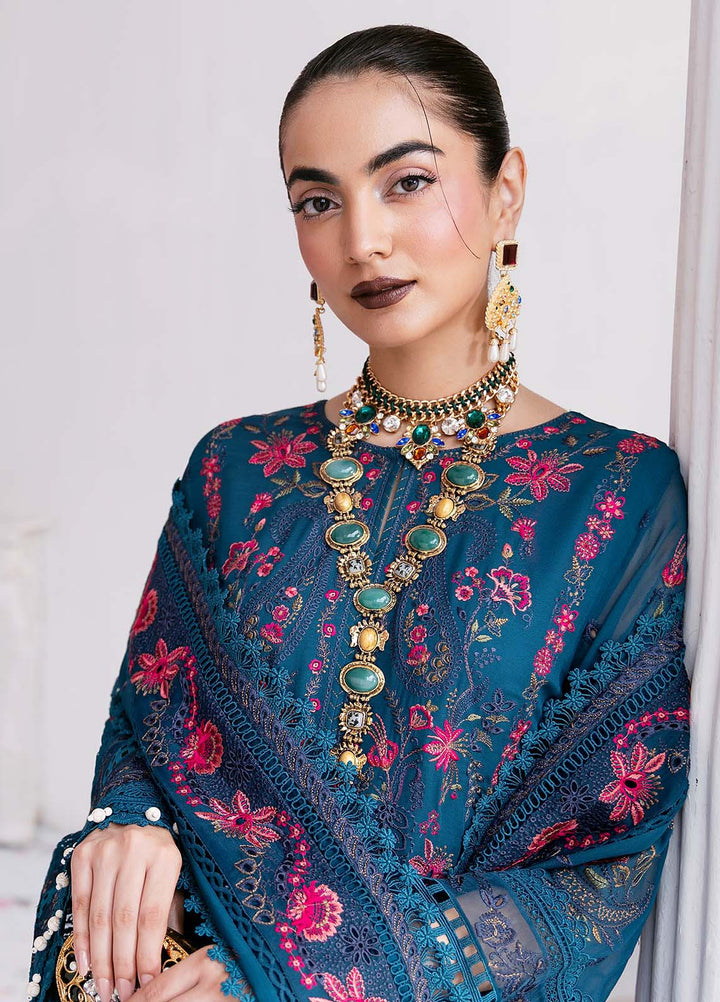 Luxe Serene by Imrozia Premium Pret Embroidered Georgette 3 Piece Suit S-1093 Sapphire