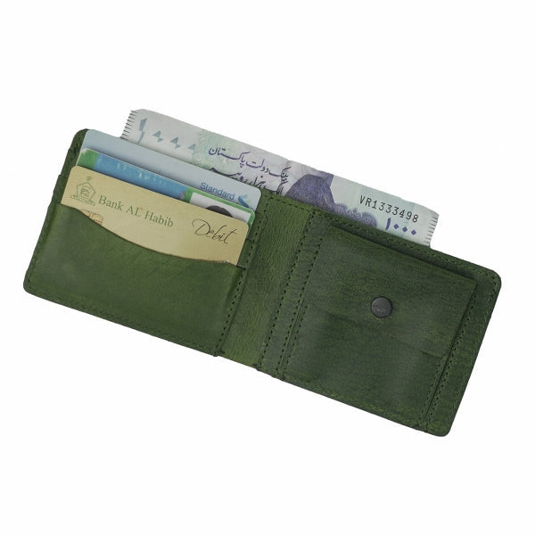 Vintage by Jild Mens Genuine Vintage Leather Wallet-OLIVE GREEN - Wallets Collection