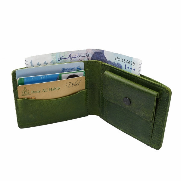 Vintage by Jild Mens Genuine Vintage Leather Wallet-OLIVE GREEN - Wallets Collection