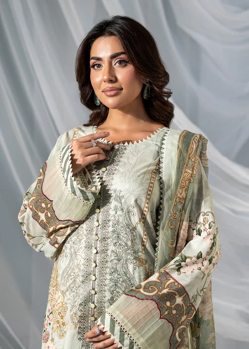 Meerak Women Embroidered Linen Sage Bloom - Winter Collection