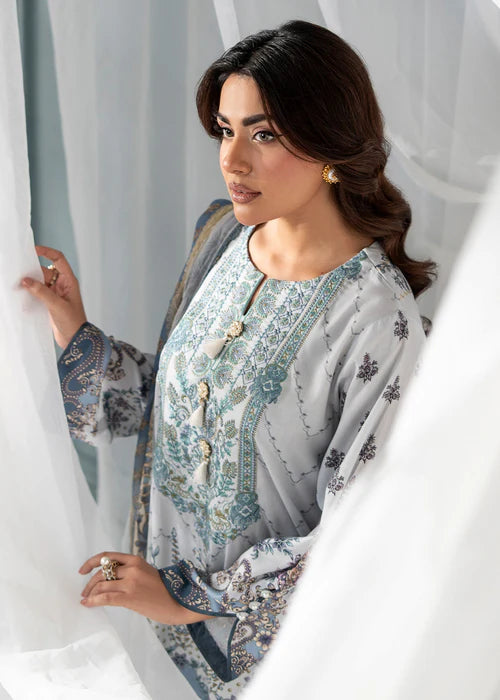 Meerak Women Embroidered Linen Sky Blossom - Winter Collection