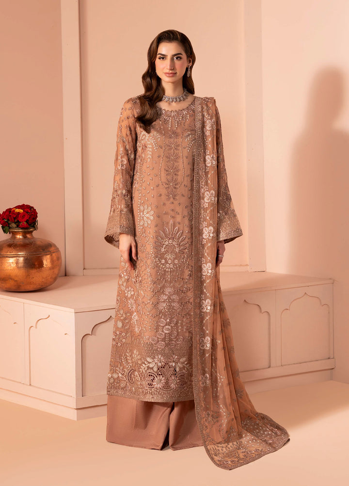 Murawwat by Lavish Premium Unstitched Luxury Chiffon Embroidered 3 peice LV25MC M-03 Rosy Nectar - Formals Collection