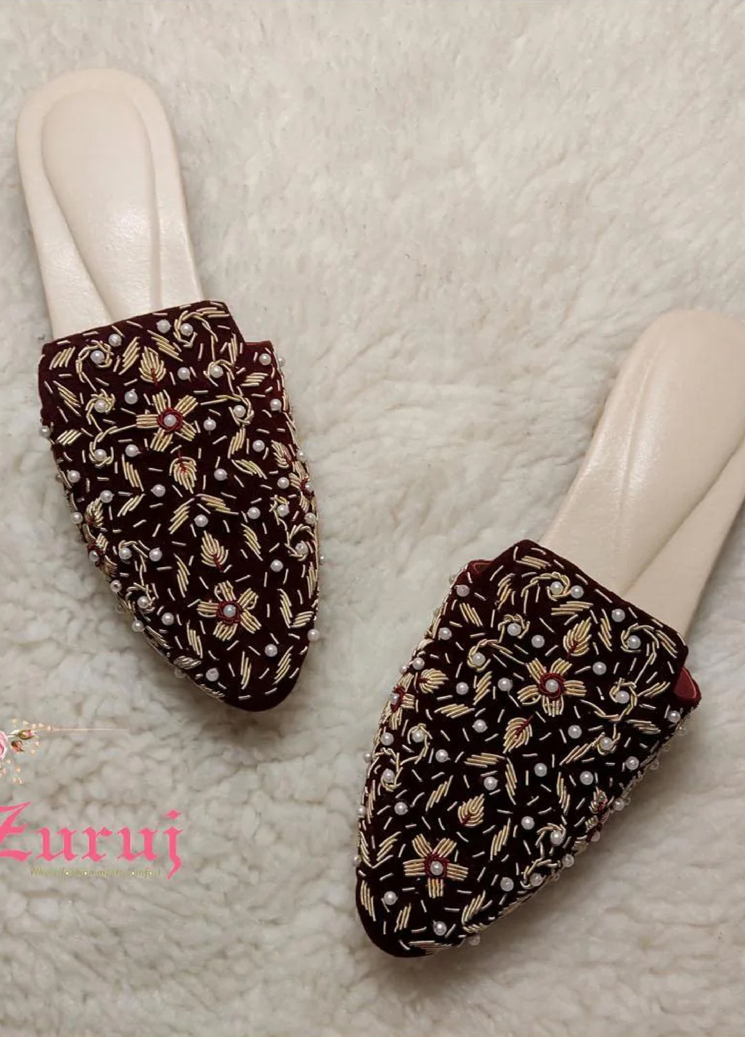 Zuruj Festive Style  Mules  Ml-137-Maroon