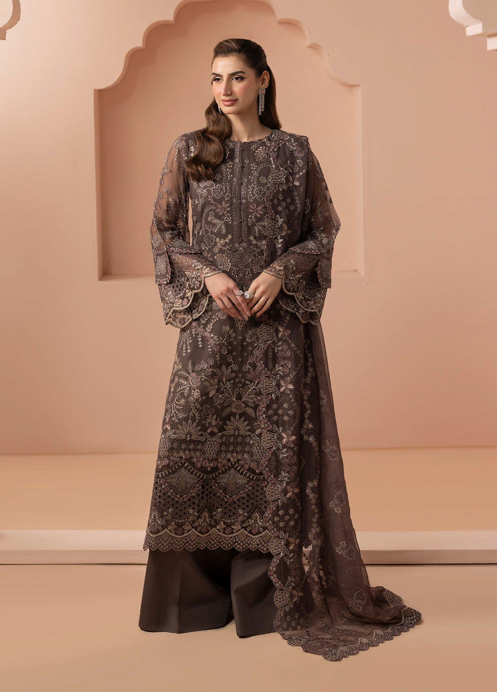 Murawwat by Lavish Premium Unstitched Luxury Chiffon Embroidered 3 peice LV25MC M-05 Sandstone Beige - Formals Collection