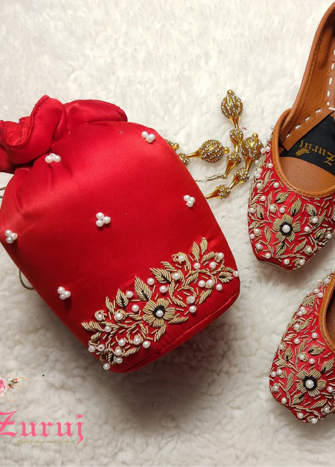 Zuruj Festive Style  Potli X Khussa  PL-137-Red