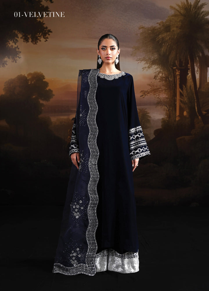 Lamour by Alizeh Fashion Unstitched Velvet Embroidered Suits 3 Piece AFB25LV D-01 Velvetine - Festive Collection