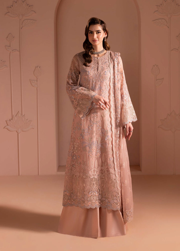 Murawwat by Lavish Premium Unstitched Luxury Chiffon Embroidered 3 peice LV25MC M-07 Blush Petal - Formals Collection