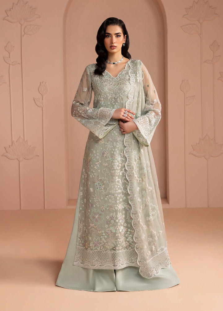 Murawwat by Lavish Premium Unstitched Luxury Chiffon Embroidered 3 peice LV25MC M-08 Mint Whisper - Formals Collection