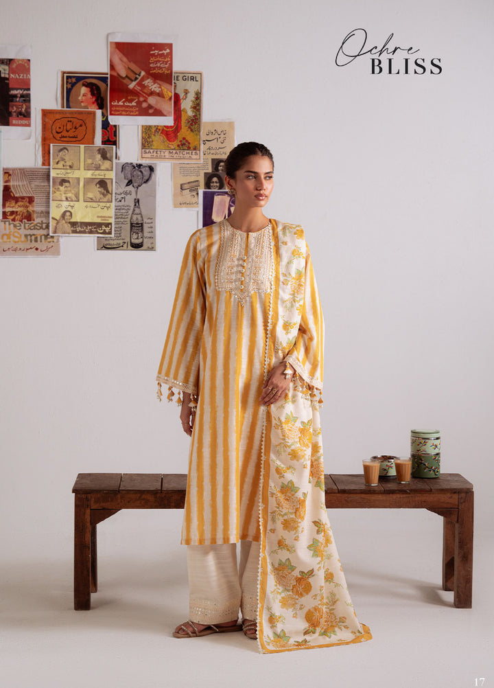 Cross Stitch Unstitched RTS Khaddar Embroidered Suits 3 Piece CS25KW D-06 Ochre Bliss - Winter Collection