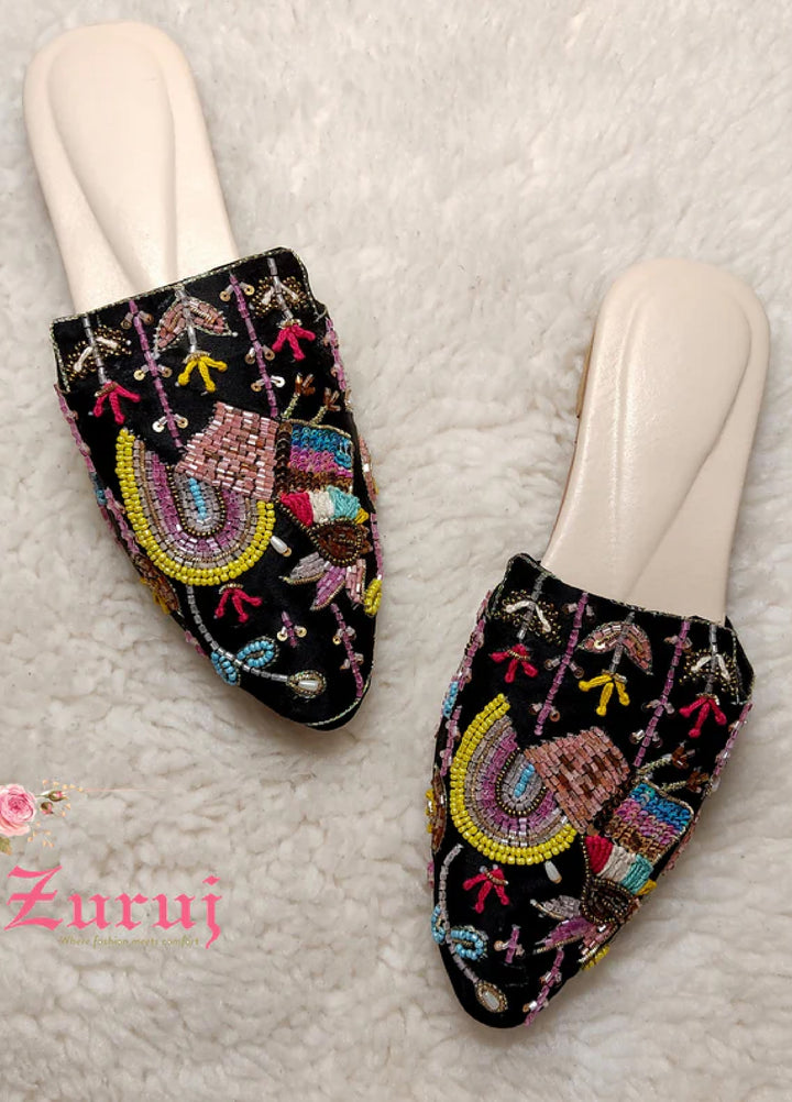 Zuruj Festive Style  Mules  ML-9-Black