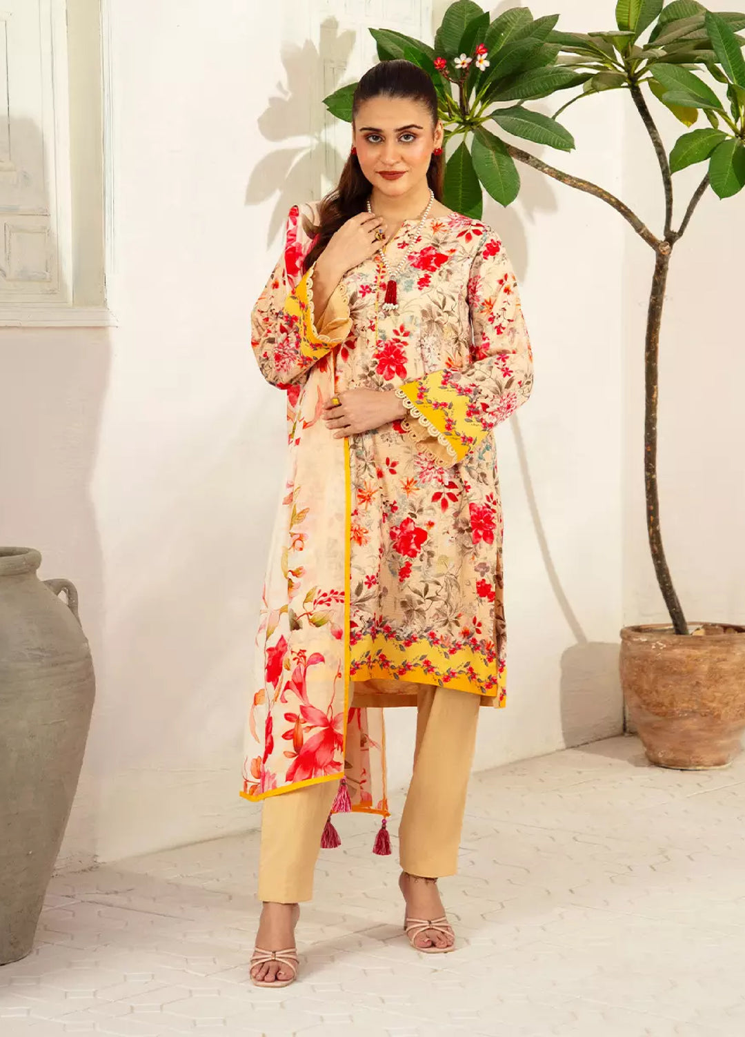 3PC Unstitched Doria Cambric Printed Suit (P287)