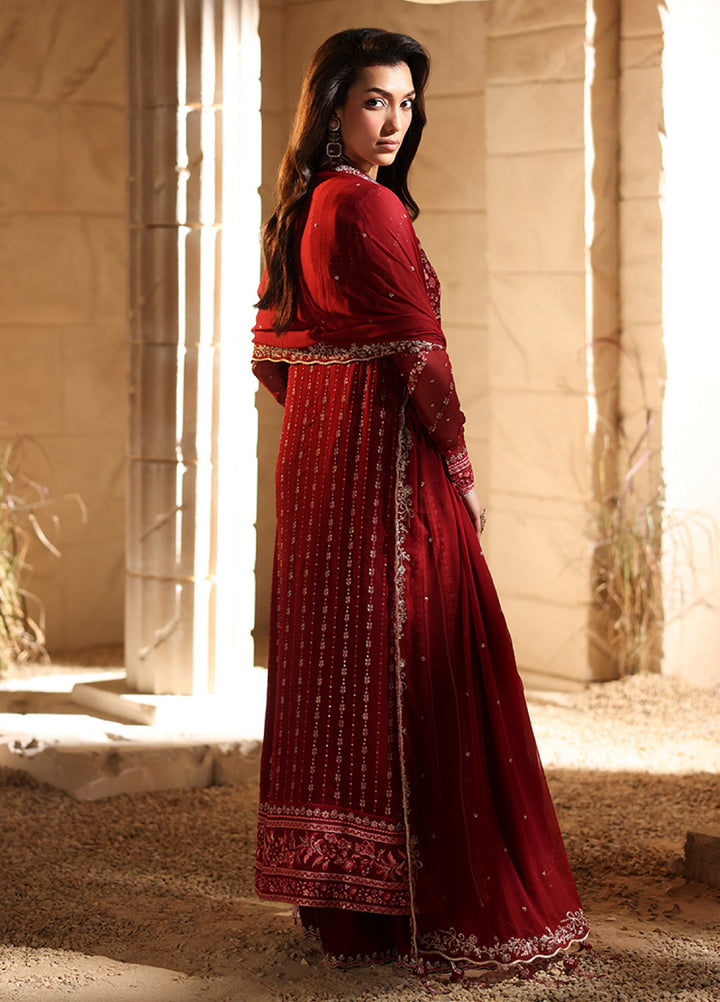 Luxe by Azure Unstitched Chiffon Embroidered Suits 3 Piece AZ25LF Rubrum - Festive Collection