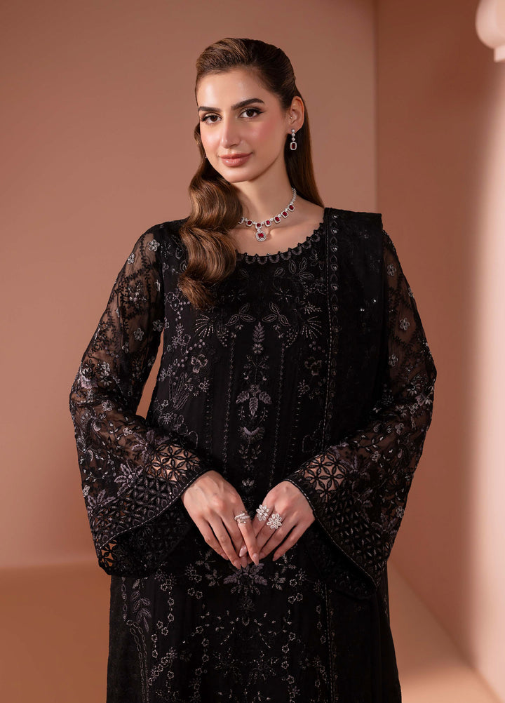 Murawwat by Lavish Premium Unstitched Luxury Chiffon Embroidered 3 peice LV25MC M-02 Midnight Luxe - Formals Collection