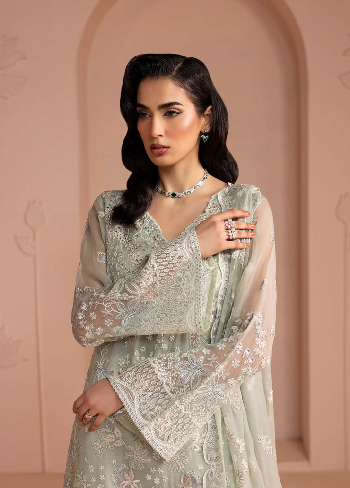 Murawwat by Lavish Premium Unstitched Luxury Chiffon Embroidered 3 peice LV25MC M-08 Mint Whisper - Formals Collection