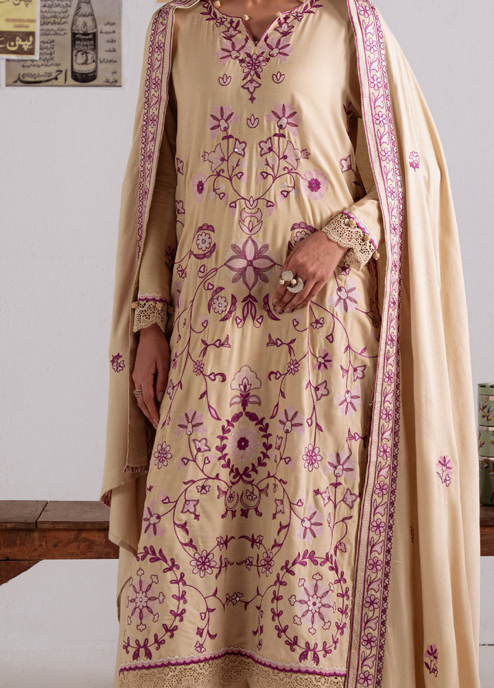 Cross Stitch Unstitched RTS Linen Embroidered Suits 3 Piece CS25LW D-01 Fawn Radiance - Winter Collection