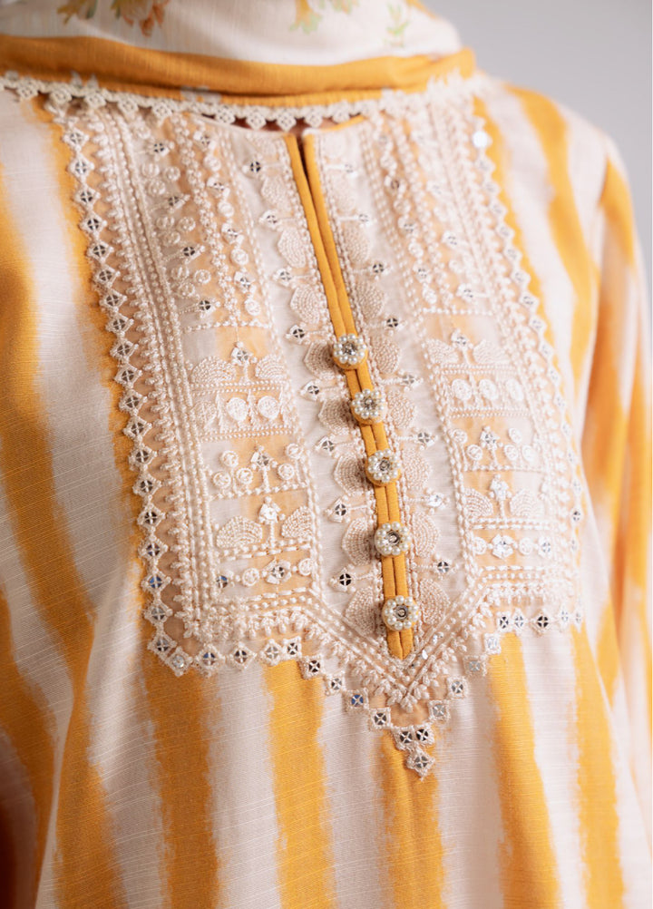 Cross Stitch Unstitched RTS Khaddar Embroidered Suits 3 Piece CS25KW D-06 Ochre Bliss - Winter Collection