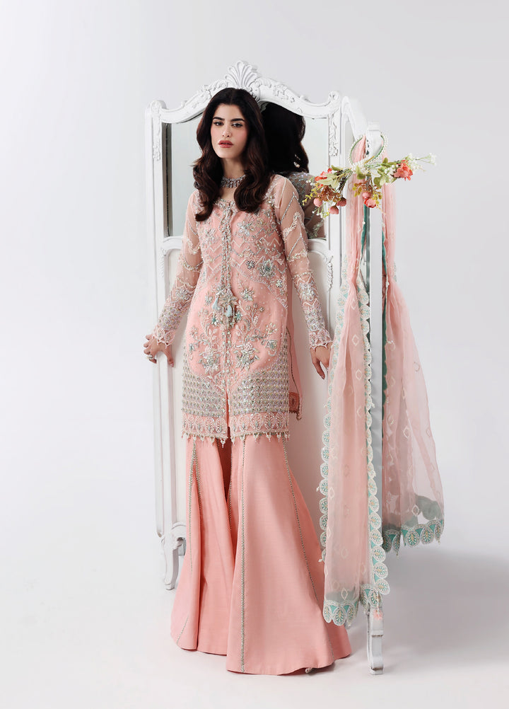 Lamore by Sardinia Unstitched Luxury Hand Work Organza 3 peice SRD25LH D-3 Rose Dust - Formals Collection