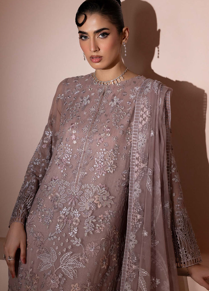 Murawwat by Lavish Premium Unstitched Luxury Chiffon Embroidered 3 peice LV25MC M-09 Blush Latte - Formals Collection